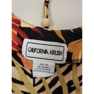 Vtg 90s California Krush Size L Button Front Maxi Dress Tropical‎ Bead Accent